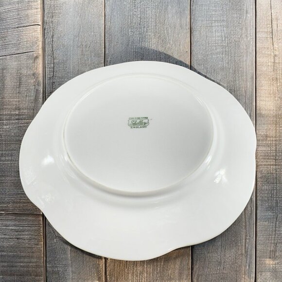 Shelley Dainty White Dish Plate Set Flower Shaped Gold Trim Set 4 Bone China Set - Picture 3 of 12